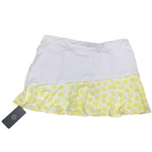 40 Lime Wild Flower Skirt white with sunny yellow flowers a LG‎ NWT tennis 🎾